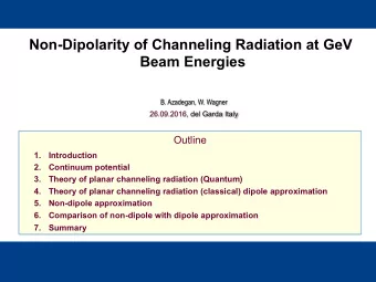 Non-Dipolarity of Channeling Radiation at GeV  Beam Energies  B. Azadegan, W. Wagner  26.09.2016,