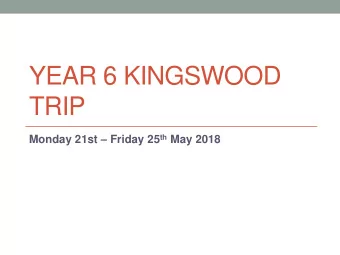 YEAR 6 KINGSWOOD  TRIP Monday 21st  Friday 25 th May 2018  Adults  Mrs Harrison  Mrs