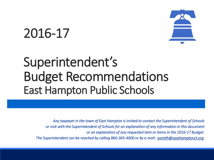 budget recommendations