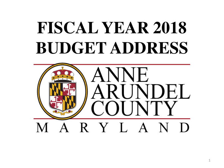fiscal year 2018 budget address