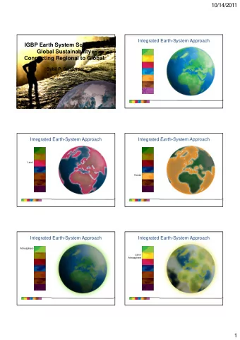 10/14/2011  Integrated Earth-System Approach  IGBP Earth System Science for  Global Sustainability: