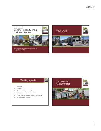 WELCOME  Ordinance Update  Community Advisory Committee #2  Community Advisory Committee #1