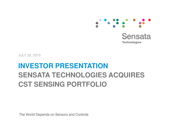 investor presentation investor presentation sensata