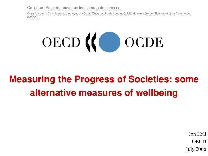 measuring the progress of societies some alternative