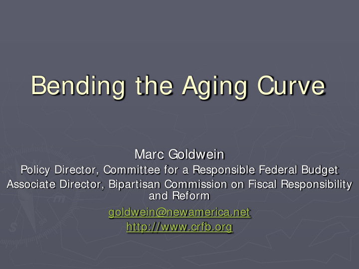 bending the aging curve