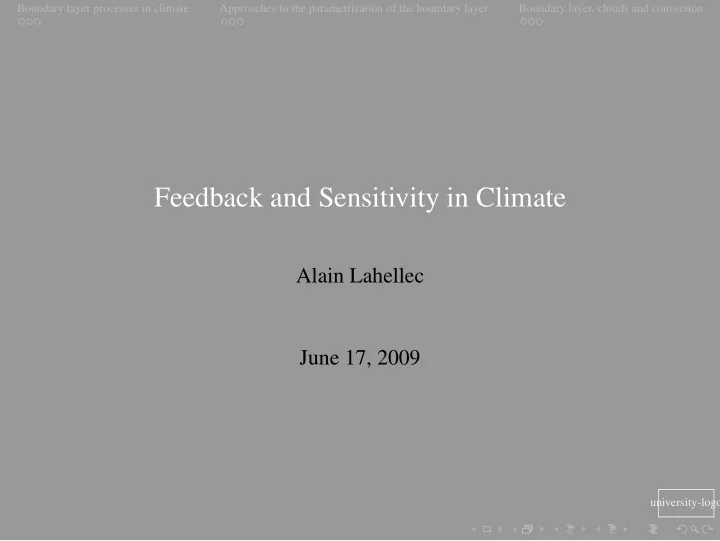 feedback and sensitivity in climate