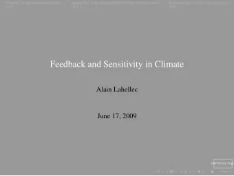 Feedback and Sensitivity in Climate  Alain Lahellec  June 17, 2009  university-logo  Boundary layer