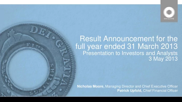 full year ended 31 march 2013