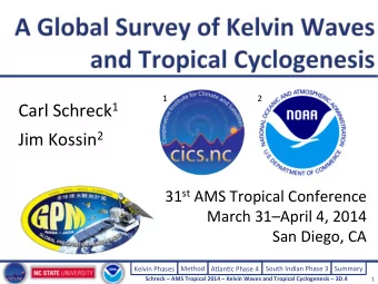 Carl  Schreck 1  Jim  Kossin 2     31 st AMS  Tropical  Conference    March