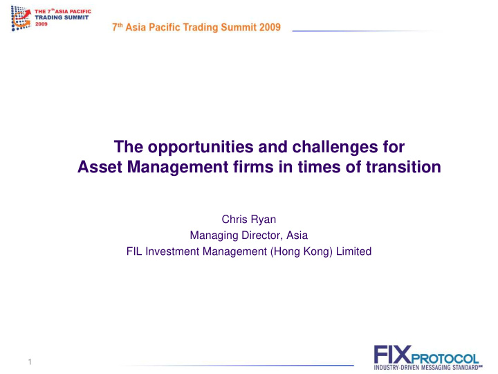 the opportunities and challenges for asset management