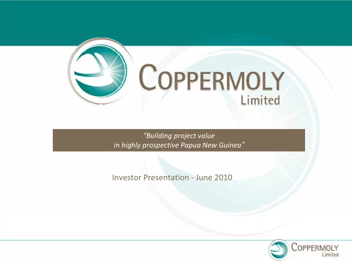 investor presentation june 2010 highlights