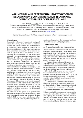 A NUMERICAL AND EXPERIMENTAL INVESTIGATION ON  DELAMINATION BUCKLING BEHAVIOR IN LAMINATED