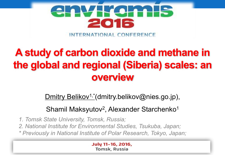 a study of carbon dioxide and methane in the global and