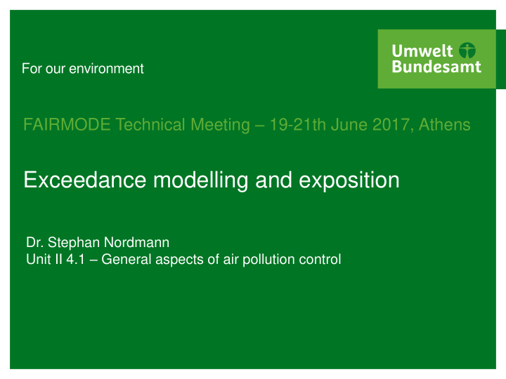 exceedance modelling and exposition