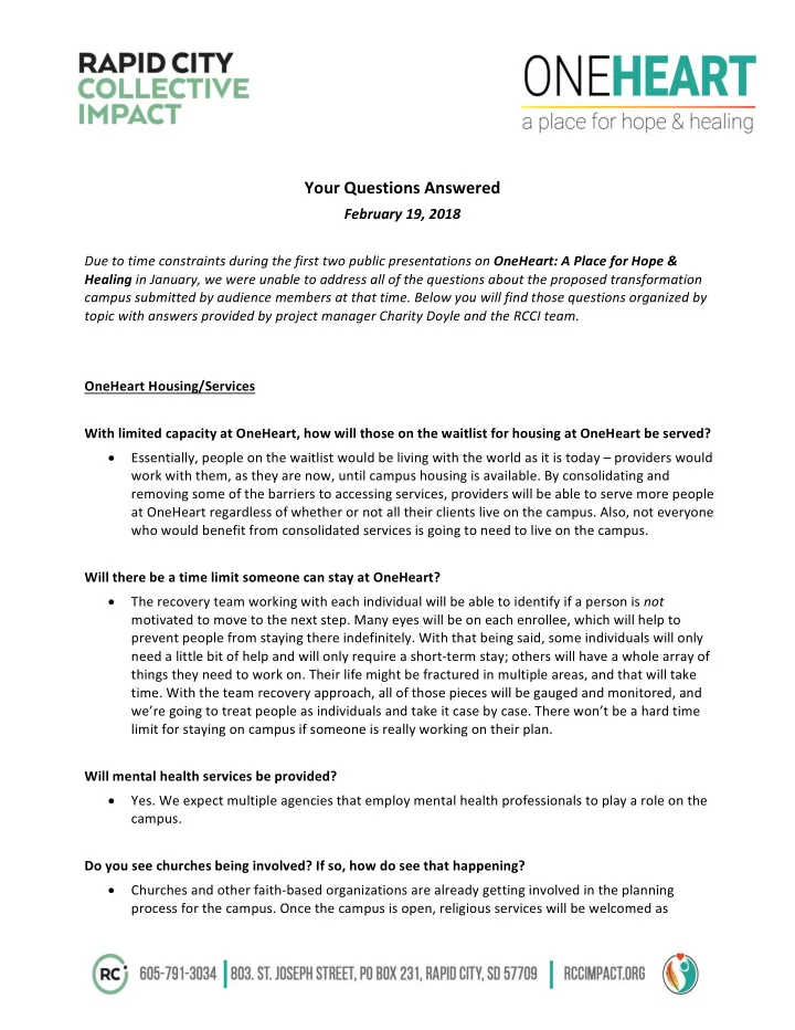 your questions answered