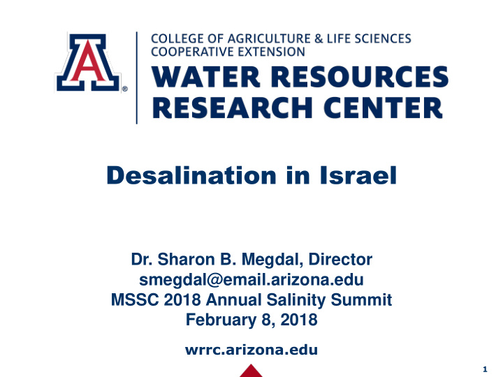 desalination in israel