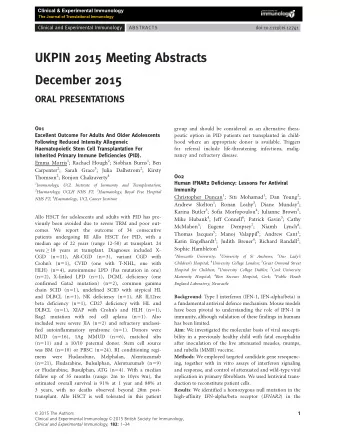 UKPIN 2015 Meeting Abstracts  December 2015  ORAL PRESENTATIONS  O01  group and should be