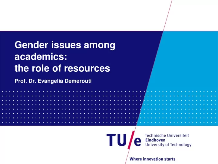 gender issues among academics the role of resources