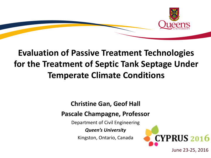 evaluation of passive treatment technologies for the