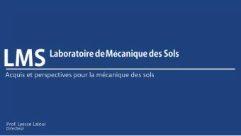 Acquis et perspectives pour la mcanique des sols  Prof. Lyesse Laloui  Directeur  Laboratory