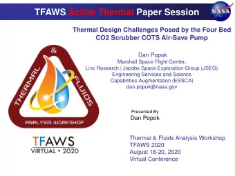TFAWS Active Thermal Paper Session  Thermal Design Challenges Posed by the Four Bed  CO2 Scrubber