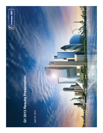 Q1 2013 Results Presentation  April 25, 2013  Important Information  Disclaimer  The material in