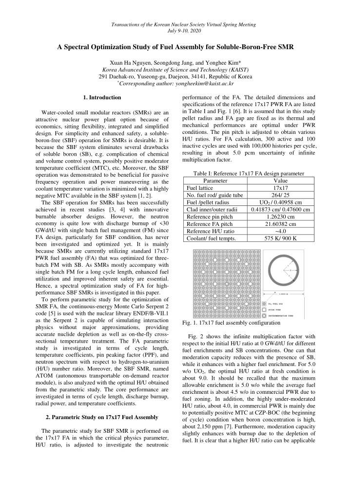 a spectral optimization study of fuel assembly for