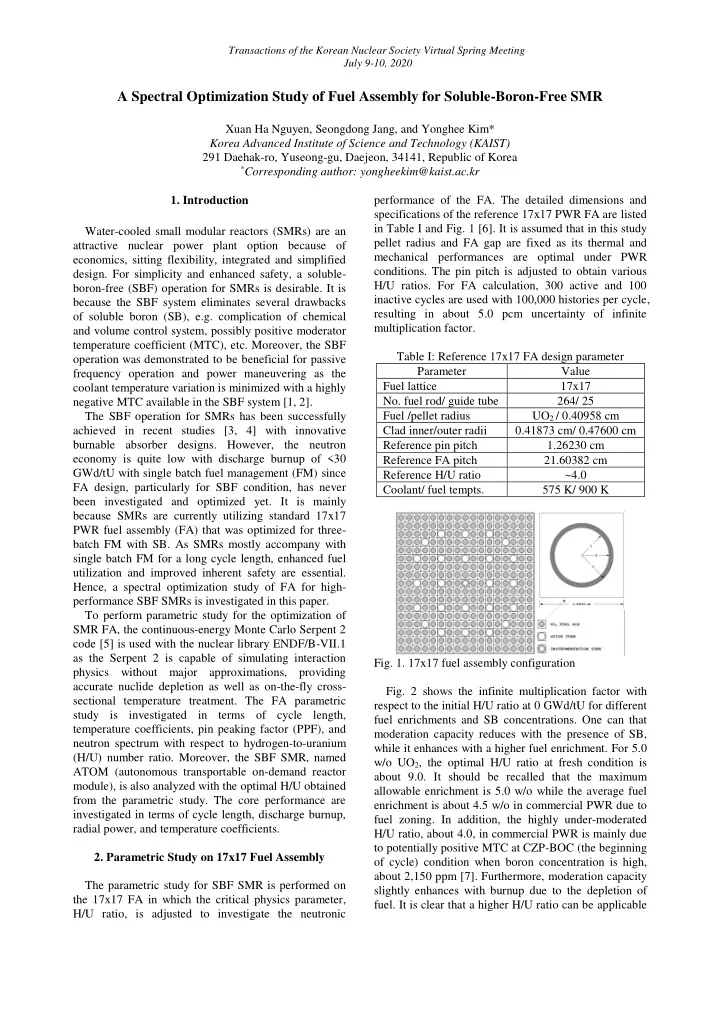a spectral optimization study of fuel assembly for