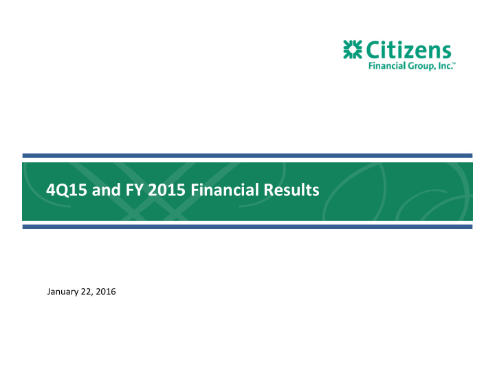 4q15 and fy 2015 financial results