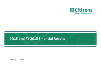 4Q15 and FY 2015 Financial Results January 22, 2016 Forward  looking statements This document