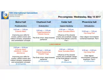 Pre-congress: Wednesday, May 10 2017  Beirut hall  Chartouni hall  Cedar hall  Phoenicia hall