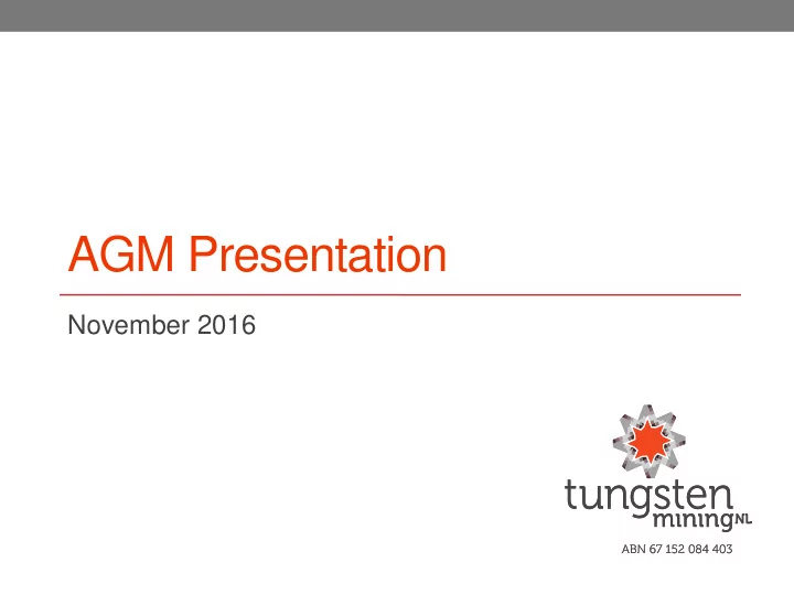 agm presentation