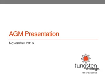 AGM Presentation  November 2016  Disclaimer This presentation includes certain statements that may