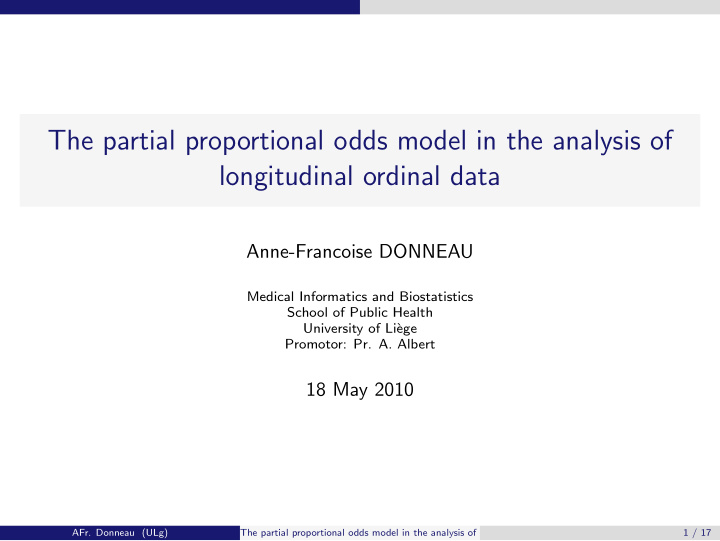 the partial proportional odds model in the analysis of