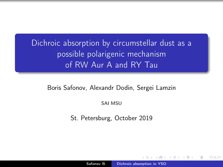 dichroic absorption by circumstellar dust as a possible