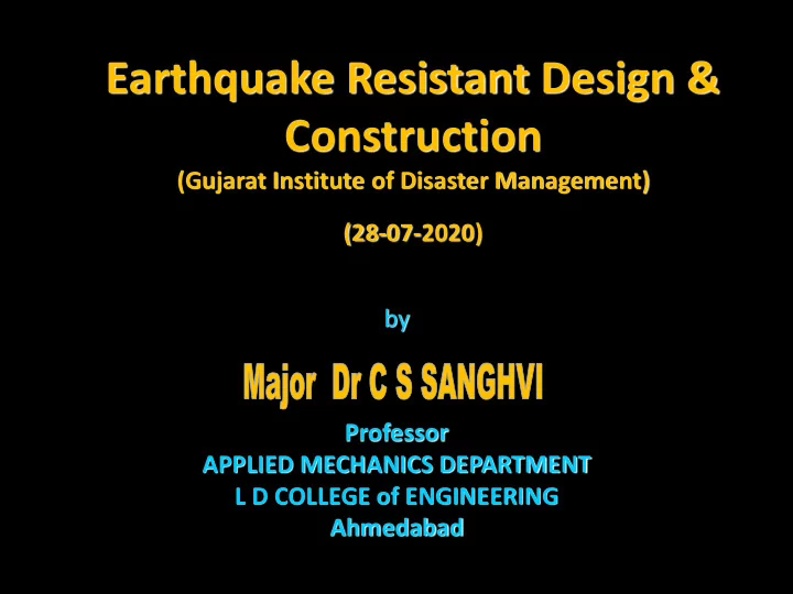 earthquake resistant design construction