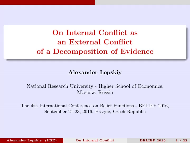 on internal conflict as an external conflict of a