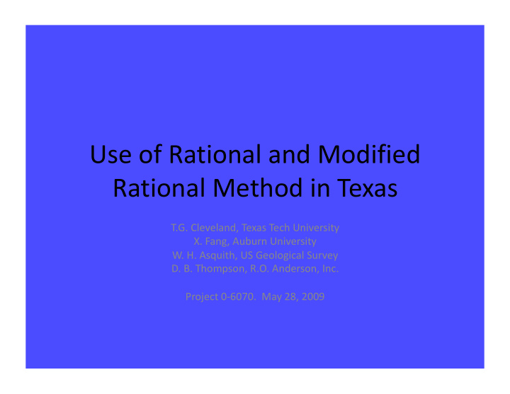 use of rational and modified rational method in texas