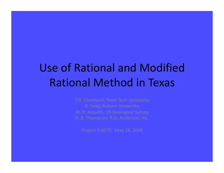 use of rational and modified rational method in texas