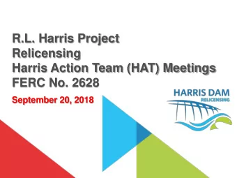 R.L. Harris Project  Relicensing  Harris Action Team (HAT) Meetings  FERC No. 2628  September 20,