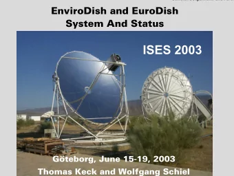 ISES 2003  Gteborg, June 15-19, 2003  Thomas Keck and Wolfgang Schiel  Schlaich Bergermann und