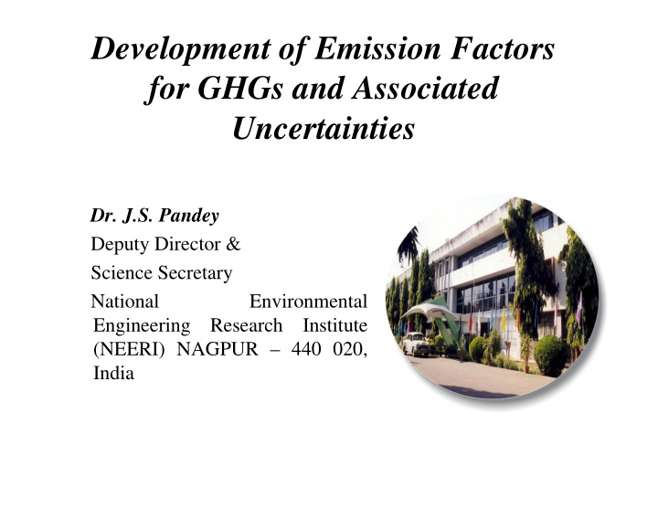 development of emission factors for ghgs and associated