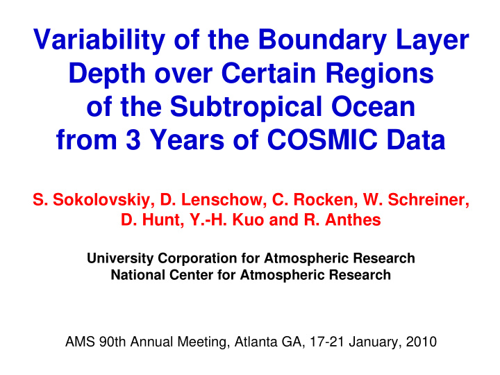 variability of the boundary layer depth over certain