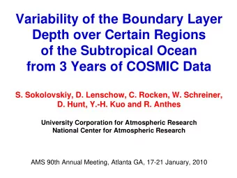 Variability of the Boundary Layer  Depth over Certain Regions  of the Subtropical Ocean  from 3