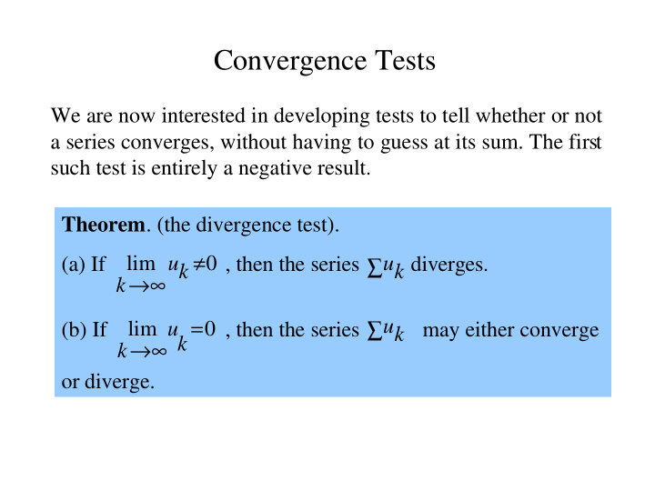 convergence tests