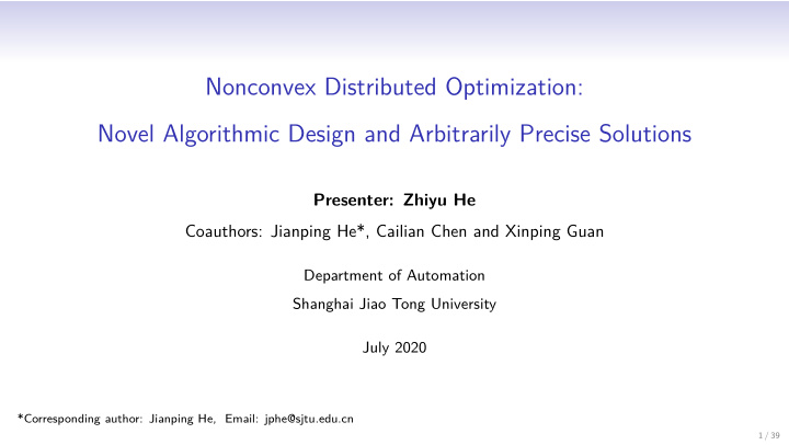 nonconvex distributed optimization novel algorithmic