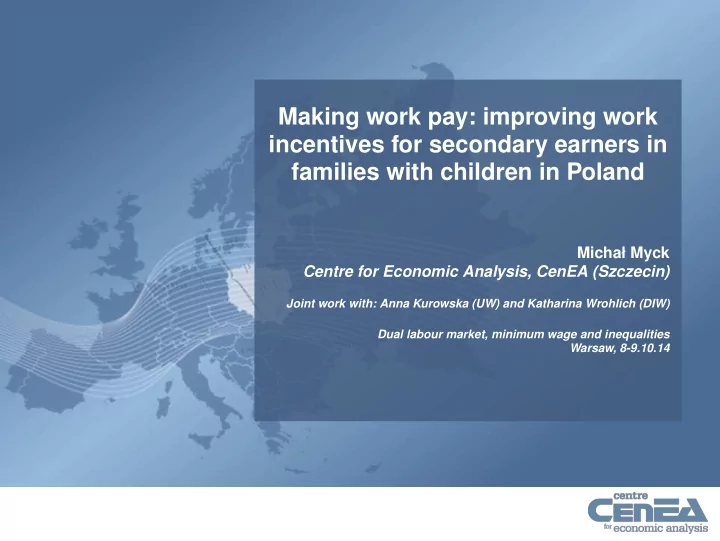 making work pay improving work incentives for secondary