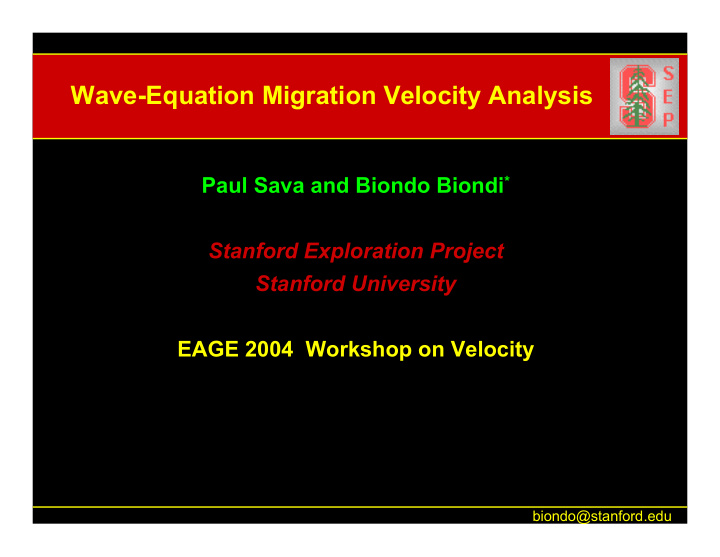 wave equation migration velocity analysis