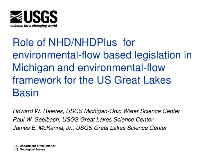 role of nhd nhdplus for environmental flow based