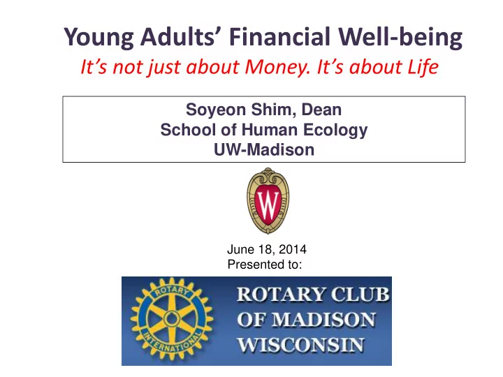 young adults financial well being
